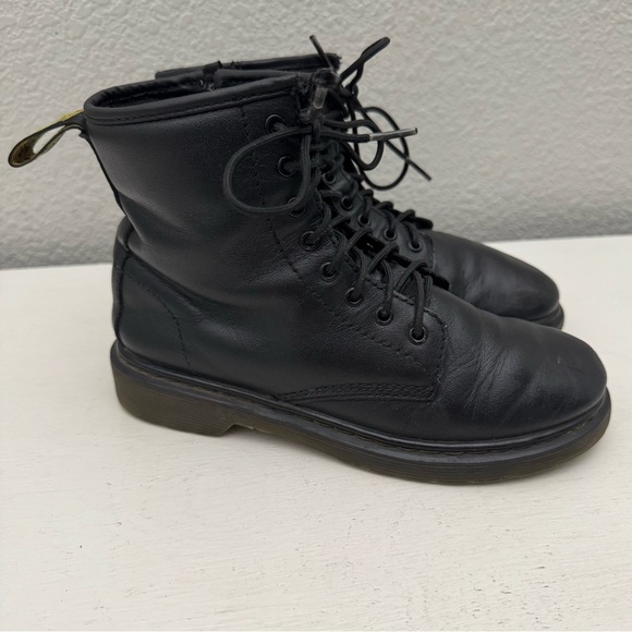 Dr Martens Delaney Black Leather Lace Up Combat Boots Kids Size 3 - Picture 14 of 14
